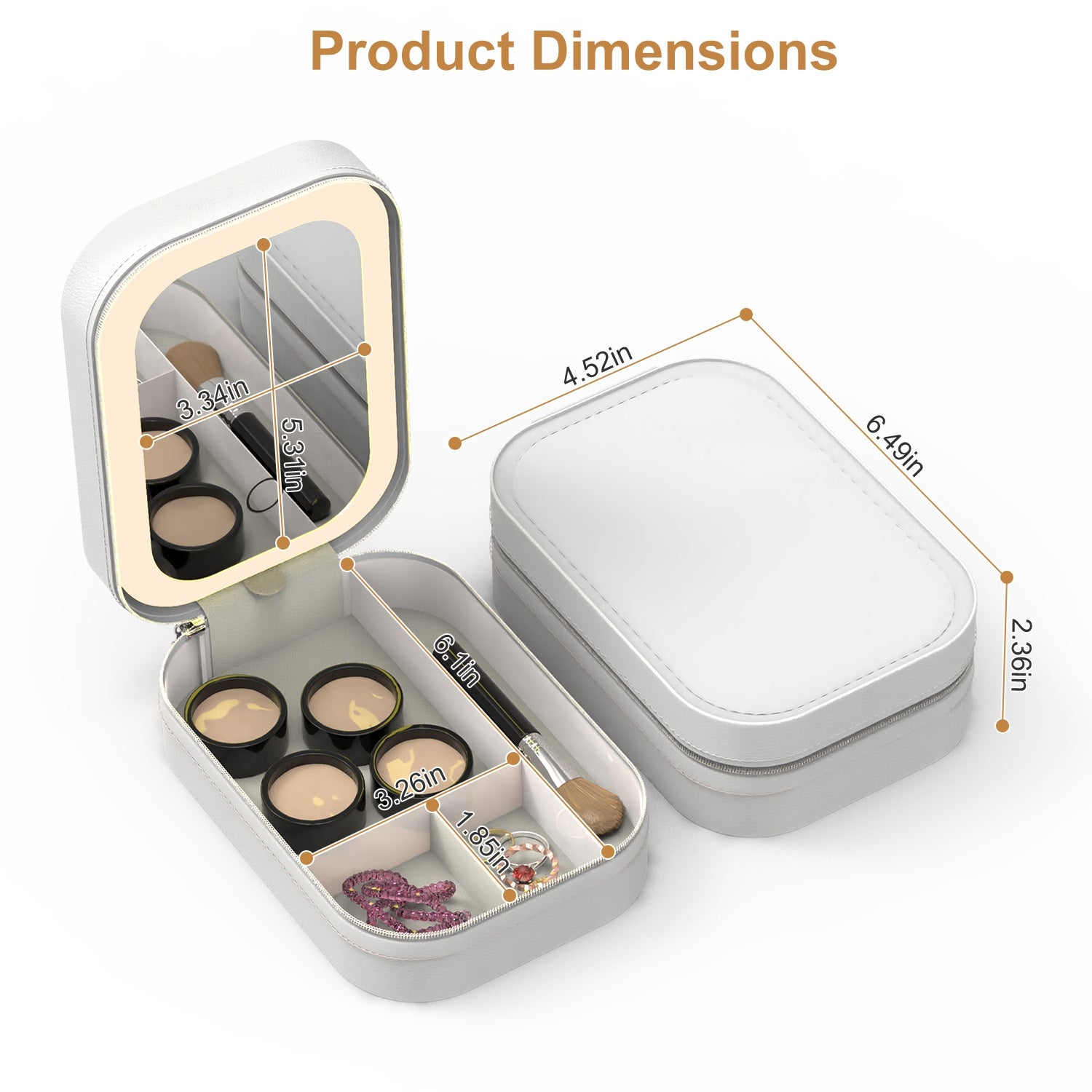 Portable Travel Makeup Bag With LED Mirror