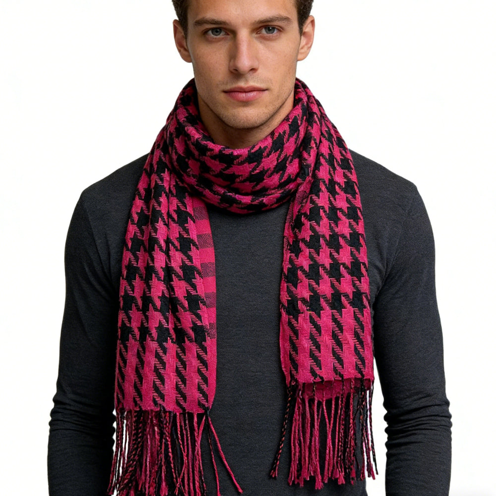 2pcs Textured Plush Jacquard Weave Scarf For Women Men