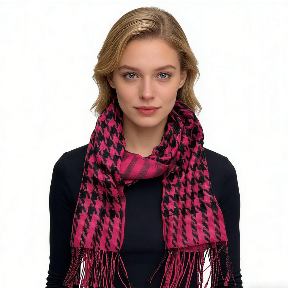 2pcs Textured Plush Jacquard Weave Scarf For Women Men