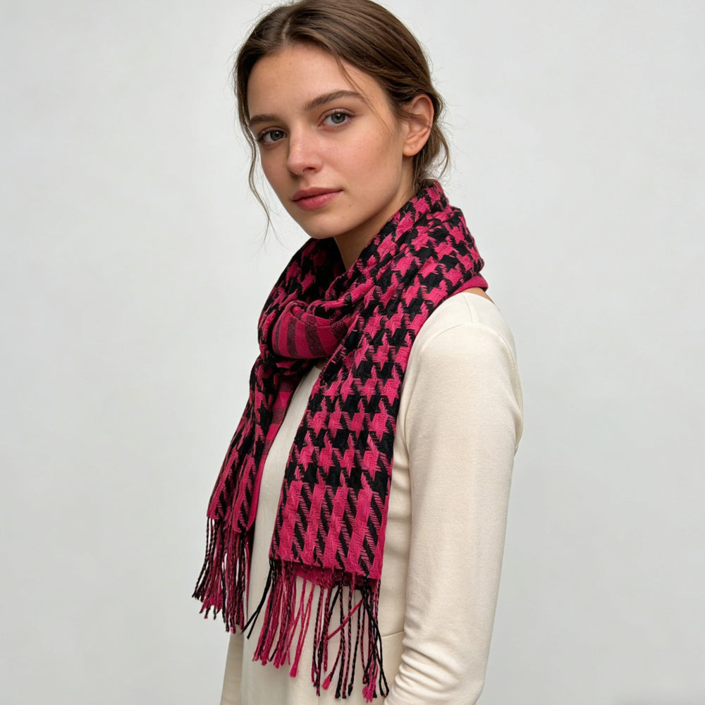 2pcs Textured Plush Jacquard Weave Scarf For Women Men