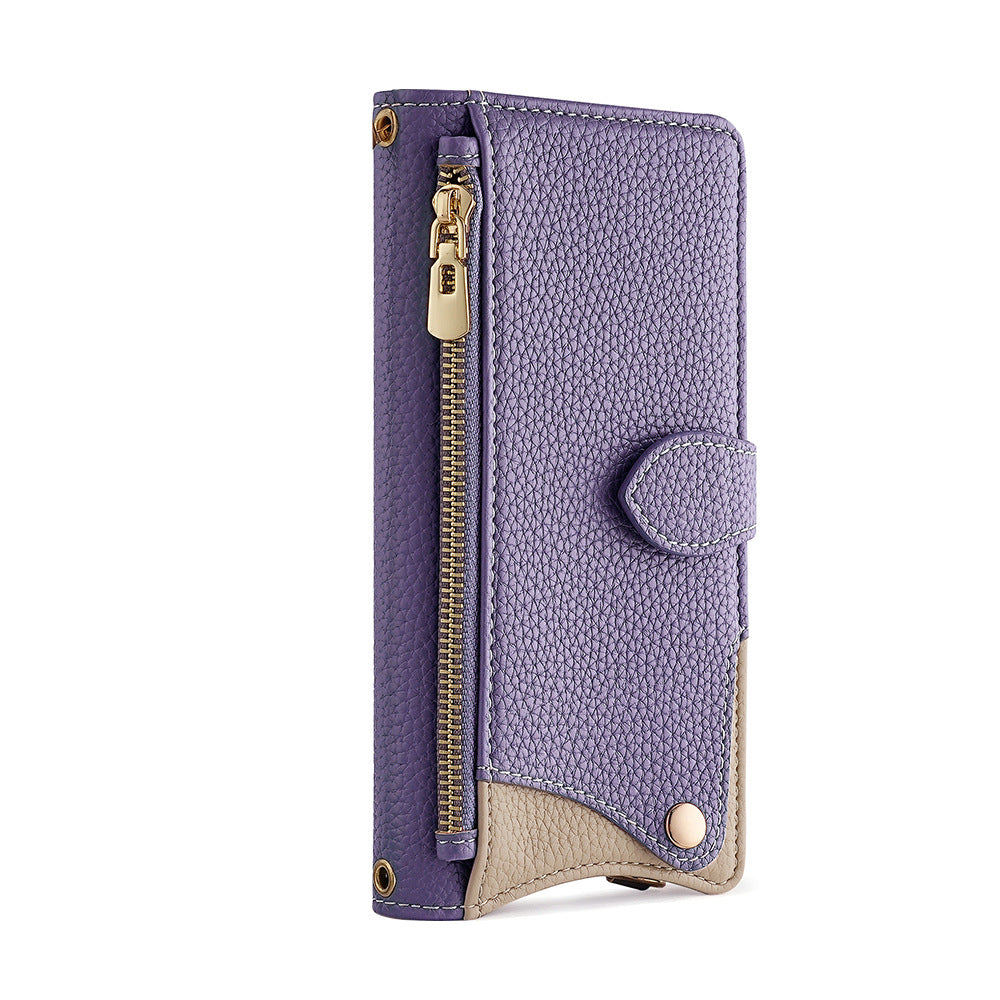 Makeup mirror Apple 17 Promax crossbody phone case suitable for iPhone 15 stand 16 card insertion 13 phone case