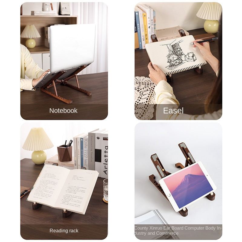 Laptop Stand Desktop Riser Elevated Ventilated Base Vertical Creative Storage Wooden Shelf