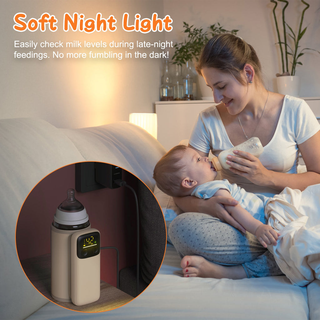 1Pc Portable Bottle Warmer With Night Light On The Go Baby Milk Warmer Milk Formula Warmer For Home Travel With 6 Heating Levels