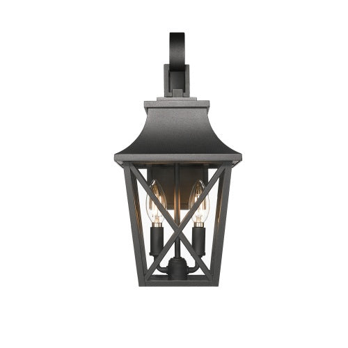 Black Outdoor Wall Light 2 Lights, Large Outdoor Modern Wall Light Fixtures