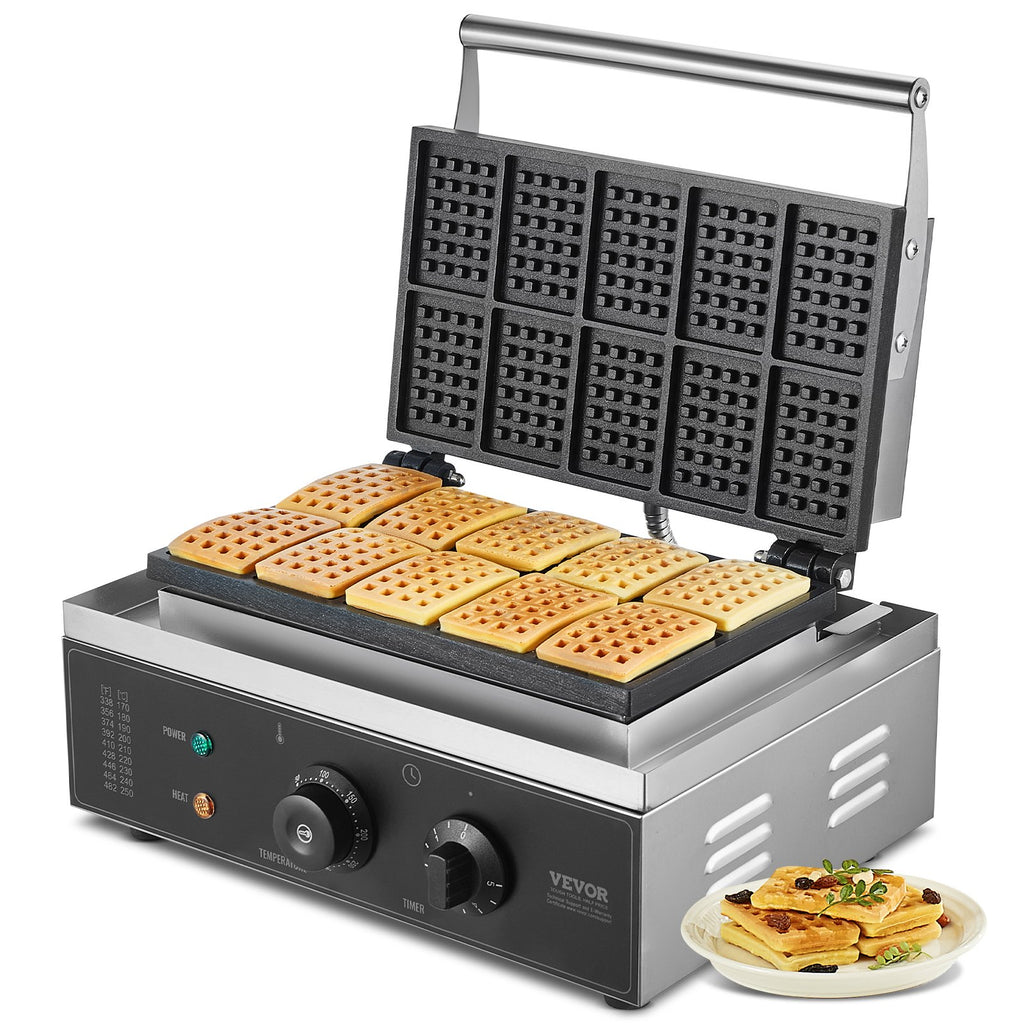 10PCS Commercial Waffle Maker Rectangle Waffle Baker Machine 1550W