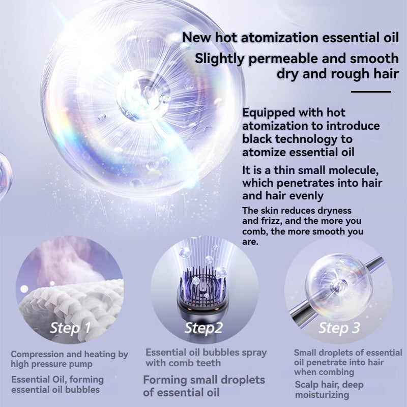Electric Massage Brush - 1 Pc, 3 X 1.2ml Hair Oil Bottles, Multi-function Scalp Massage Comb, Can Hold Hair Oils