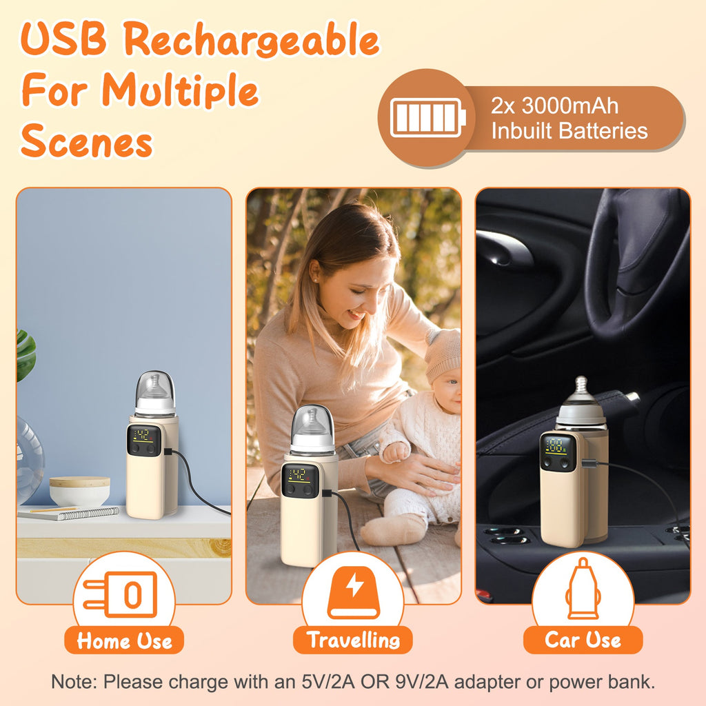1Pc Portable Bottle Warmer With Night Light On The Go Baby Milk Warmer Milk Formula Warmer For Home Travel With 6 Heating Levels