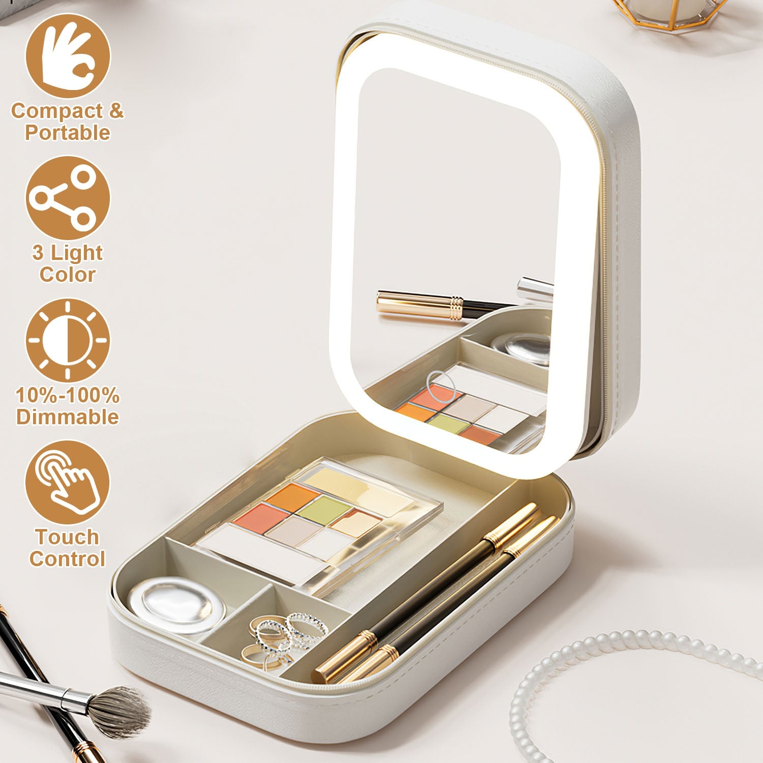 Portable Travel Makeup Bag With LED Mirror